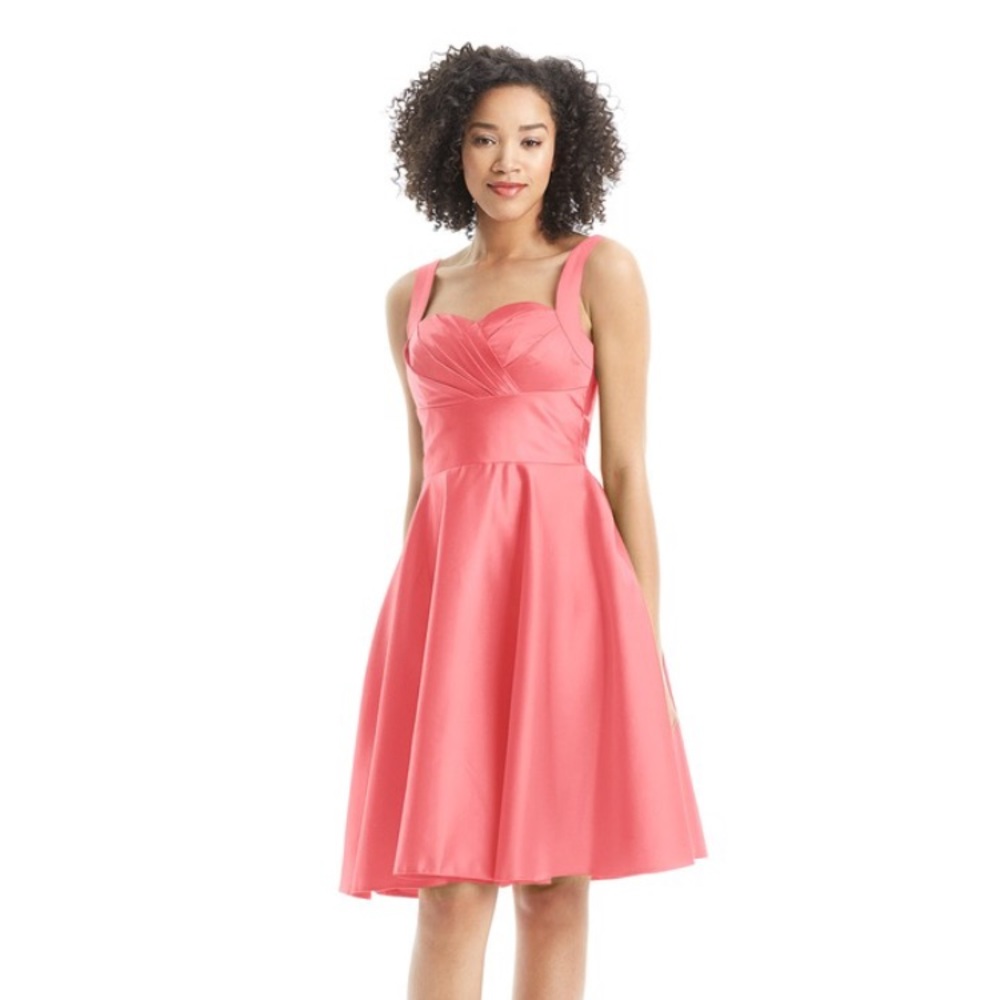 A pretty pink satin cocktail dress!